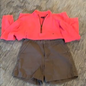 Boys Southern Marsh pullover with Patagonia shorts